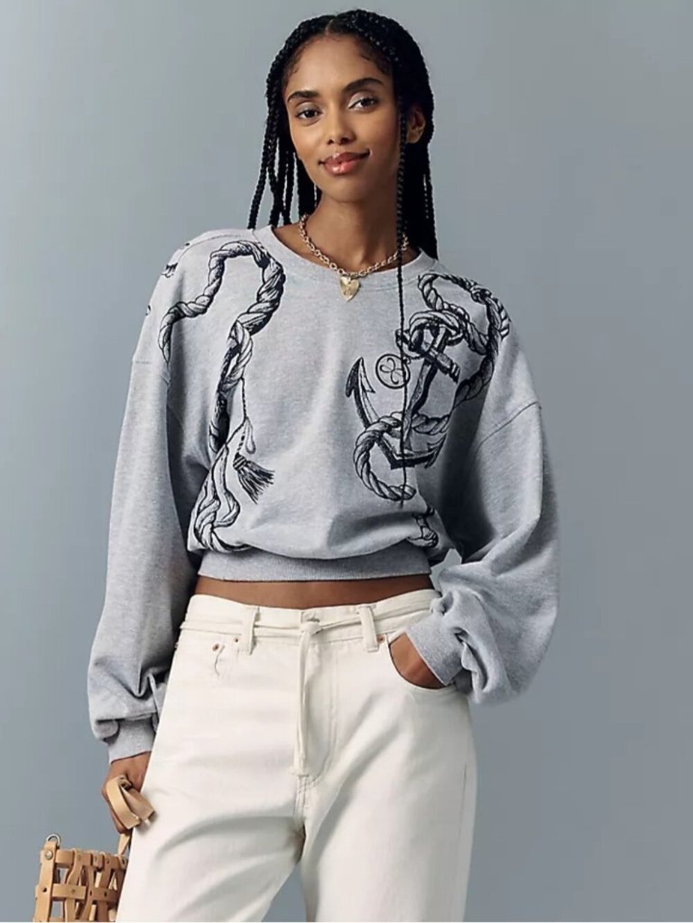 NWT Size S -Anthropologie Cotton Blend light weight nautical Sweatshirt (US$88)